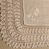 strikket kant hvidt lommetørklæde vintage brugt